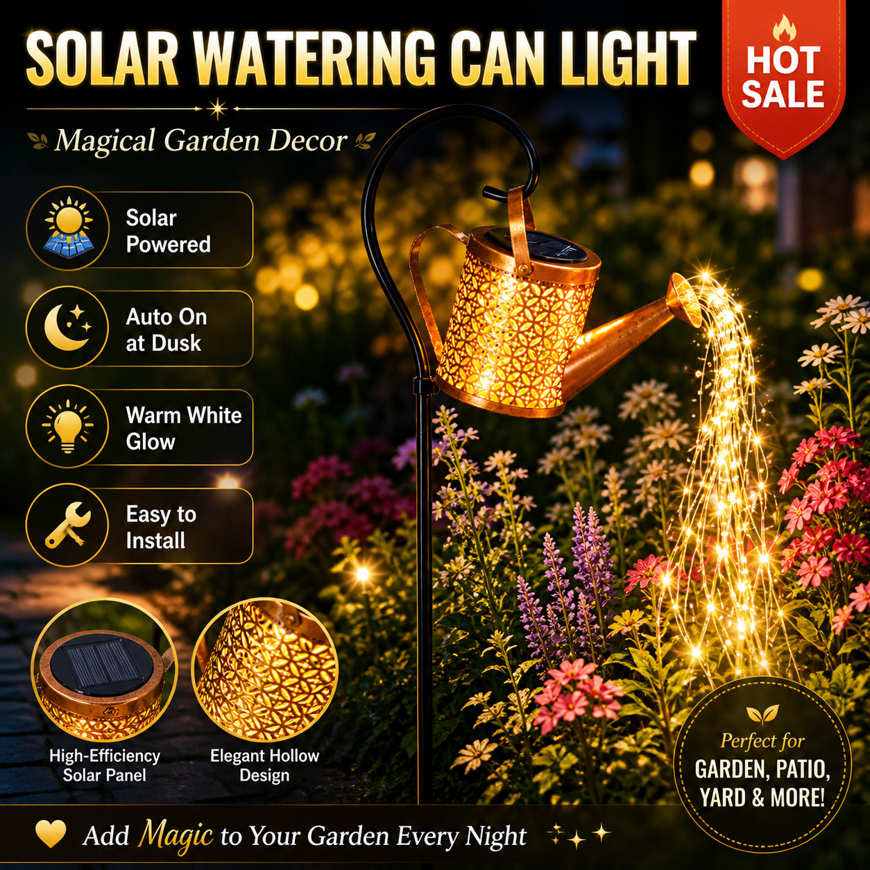 Solar Watering Can Light