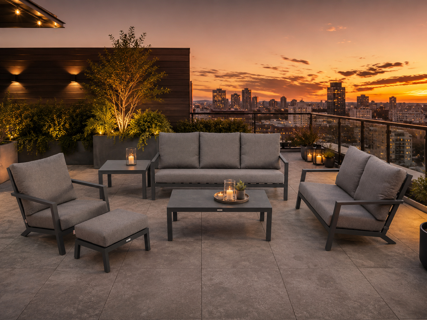 Palm Outdoor Sofa Set | Modular Aluminum Patio Furniture Collection
