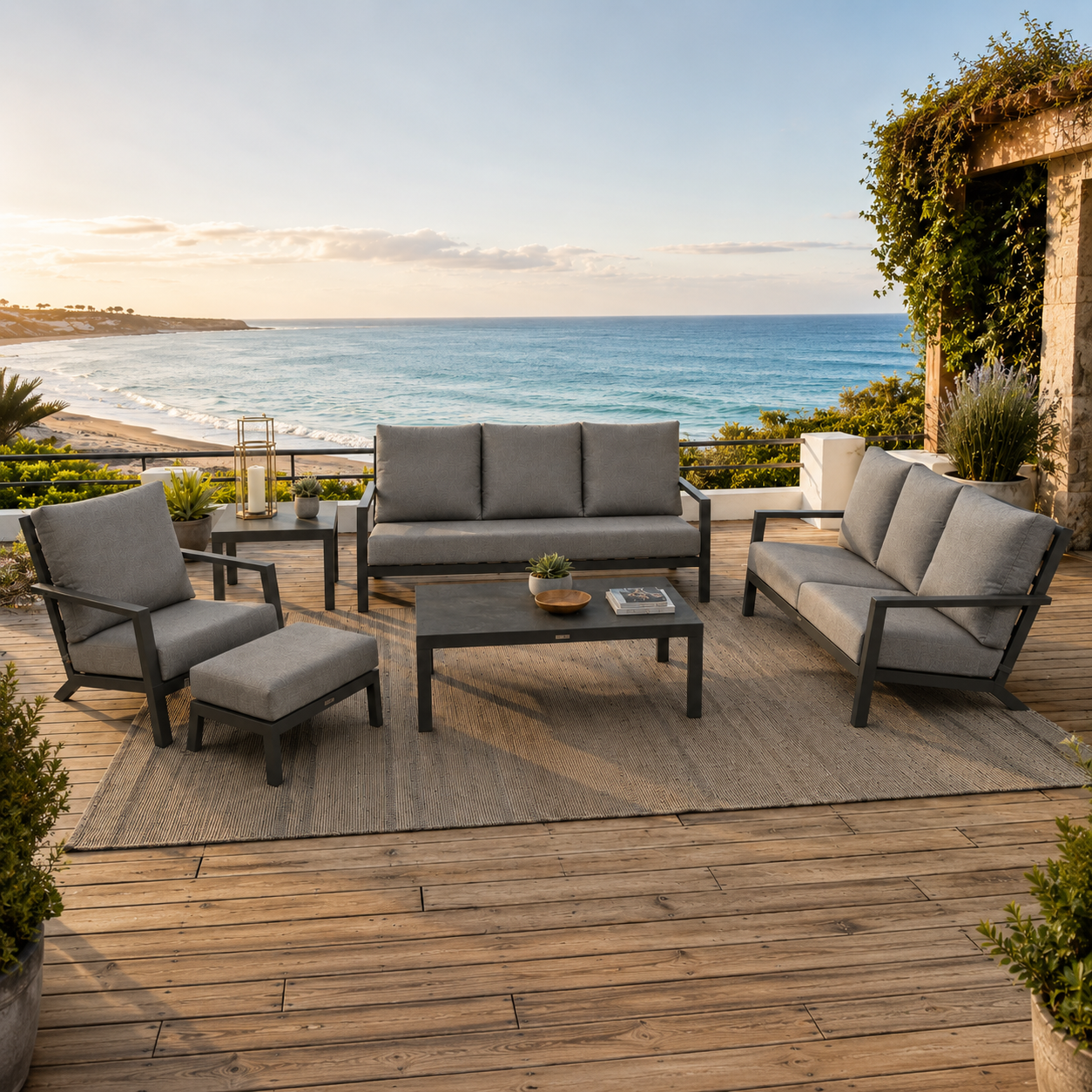 Palm Outdoor Sofa Set | Modular Aluminum Patio Furniture Collection