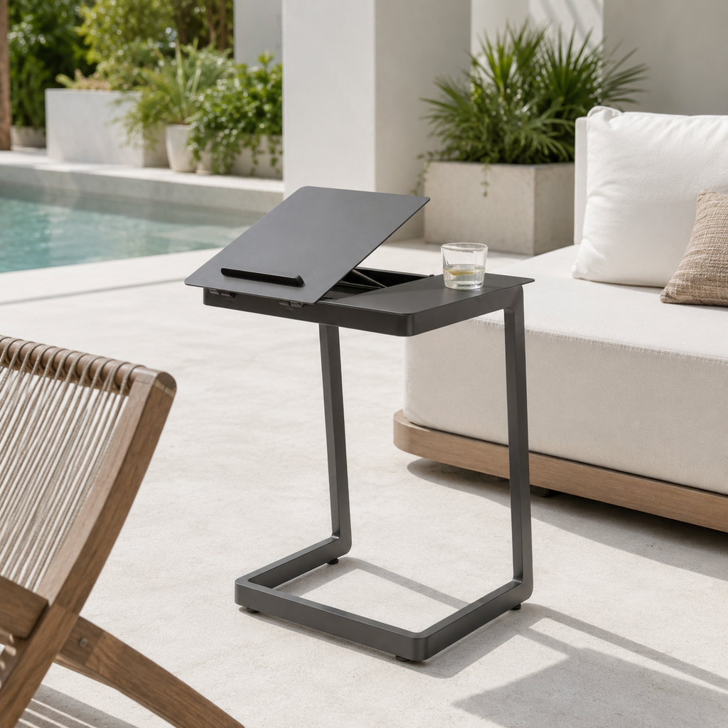RISE SLIDER SIDE TABLE  ALU TOP