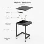 RISE SLIDER SIDE TABLE  ALU TOP